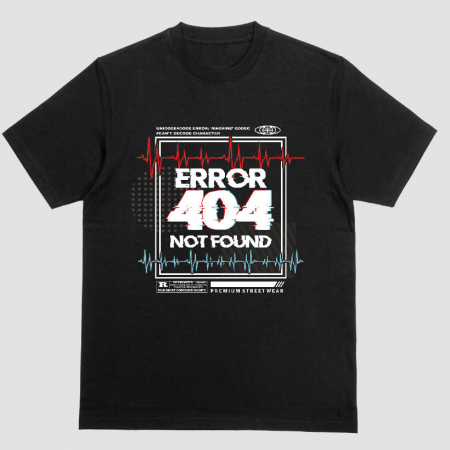Barbati - Tricou Unisex Negru Error 404