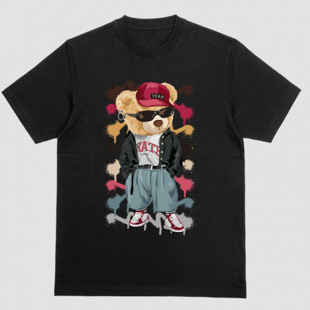 Tricouri Teddy - Tricou Unisex Negru Hip bear
