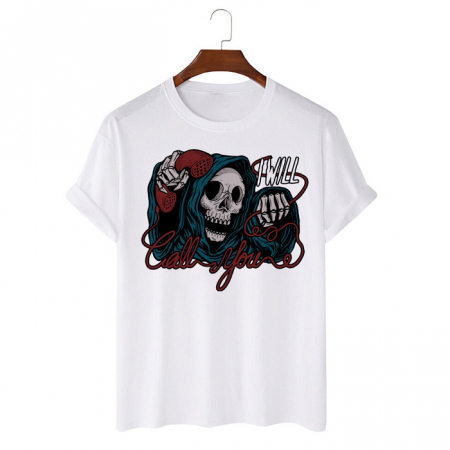Tricouri Skull - Tricou Unisex Alb I Will Call You