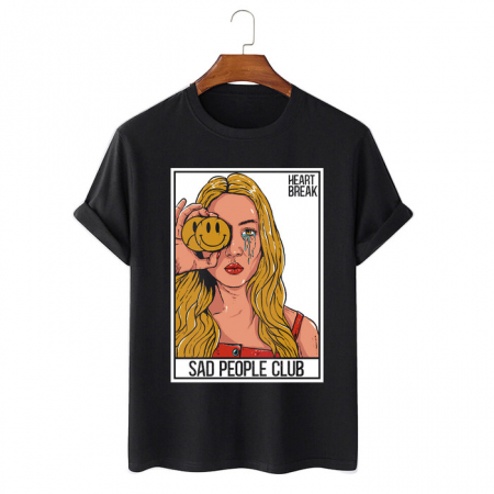 Barbati - Tricou Unisex Negru Sad People Club