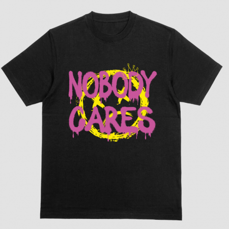Tricouri Cu Mesaj - Tricou Unisex Negru Nobody Cares