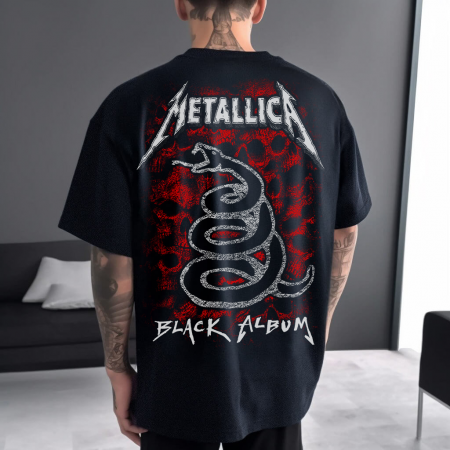 Rock - Tricou Negru Oversize Black Album Snake Version