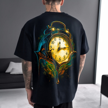 Rap/Hip-Hop - Tricou Negru Oversize Persistence Of Memory