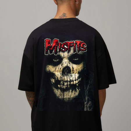 Rock - Tricou Negru Oversize Misfits Head