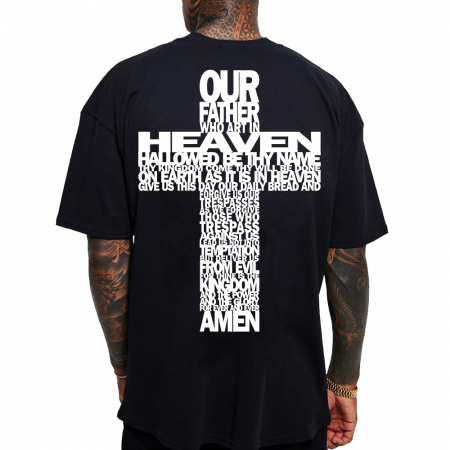 Tricouri Oversize - Tricou Negru Oversize Amen