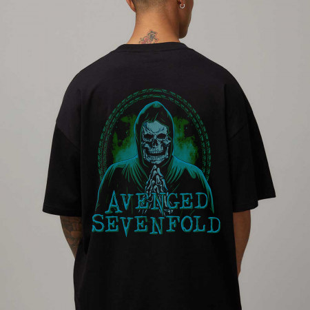 Rock - Tricou Negru Oversize Sevenfold Prayer