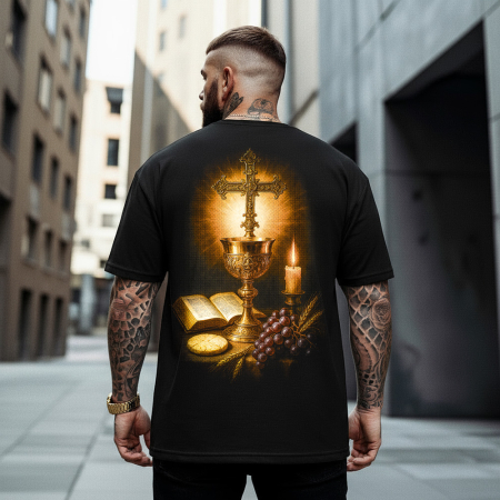 Religious - Tricou Negru Oversize Communion