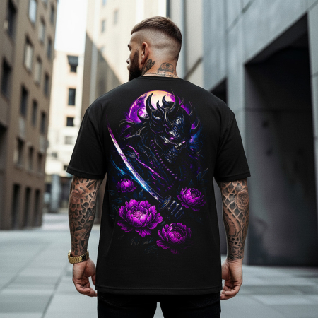 Rap/Hip-Hop - Tricou Negru Oversize Musashi Peony