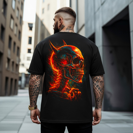 Rap/Hip-Hop - Tricou Negru Oversize Bone Demon