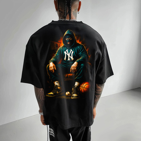 Rap/Hip-Hop - Tricou Negru Oversize Slavic Baller