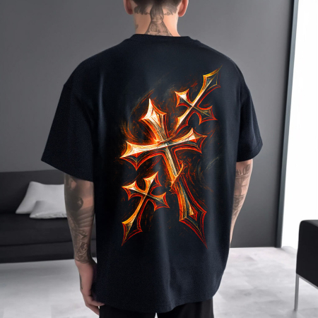 Rap/Hip-Hop - Tricou Negru Oversize Cross