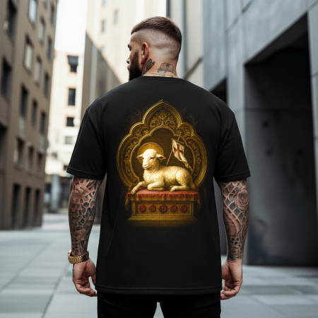 Religious - Tricou Negru Oversize Lamb of God Reverence