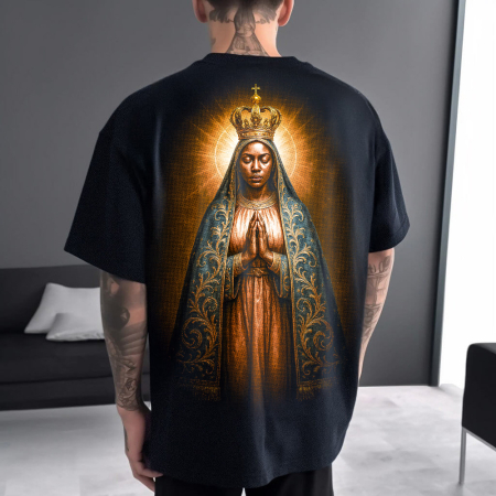 Religious - Tricou Negru Oversize Divine Apre