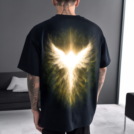 Religious - Tricou Negru Oversize Divine Flow of Light