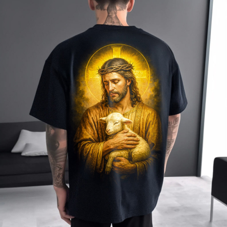 Religious - Tricou Negru Oversize Divine Compassion