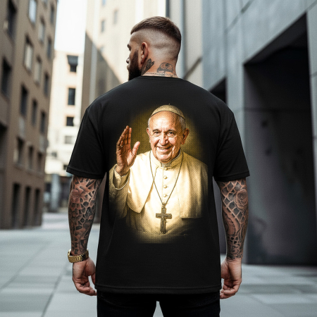 Religious - Tricou Negru Oversize Blessing Papal