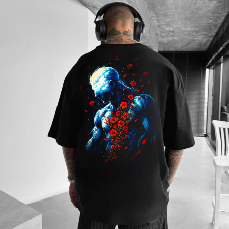 Rock - Tricou Negru Oversize Poppy Man