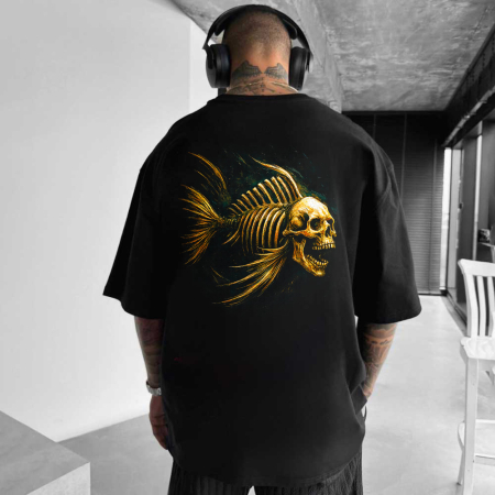 Rock - Tricou Negru Oversize Arosagus