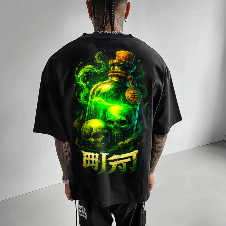Rap/Hip-Hop - Tricou Negru Oversize Nazo no Tokkuri