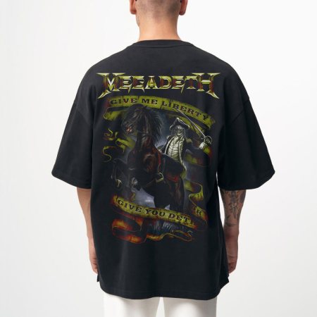 Rock - Tricou Negru Oversize Give Me Liberty Or Give You Death