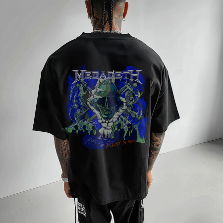Rock - Tricou Negru Oversize Rust In Peace