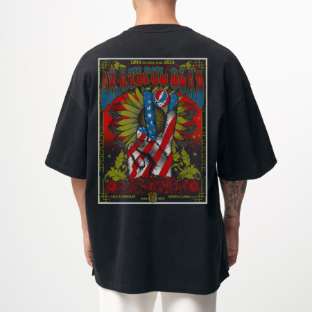 Rock - Tricou Negru Oversize Greatfull Dead