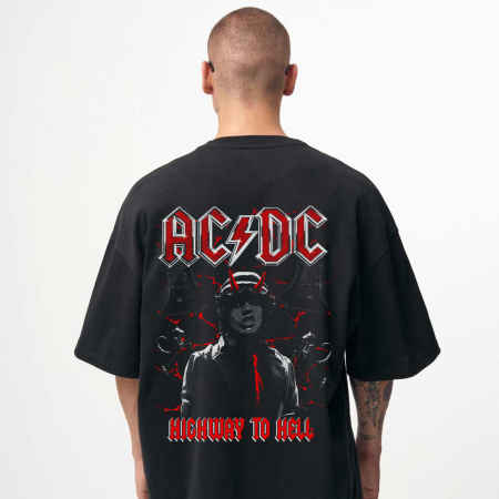 Rock - Tricou Negru Oversize Highway to Hell