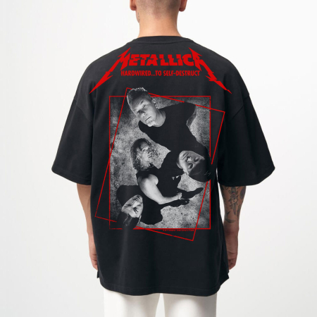 Rock - Tricou Negru Oversize Hardwired To Self Destruct