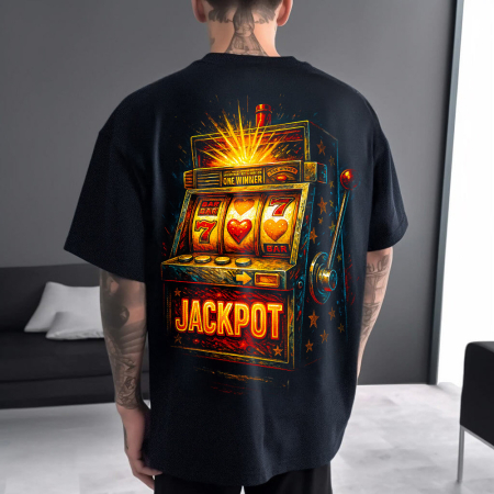 Rap/Hip-Hop - Tricou Negru Oversize Lucky Number 777