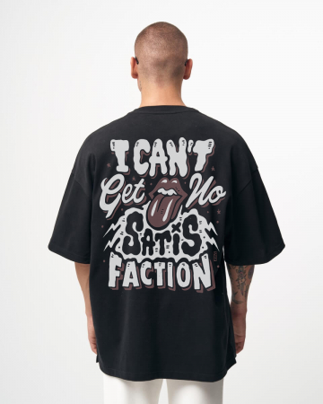 Rock - Tricou Negru Oversize I Cant Get No Satisfaction