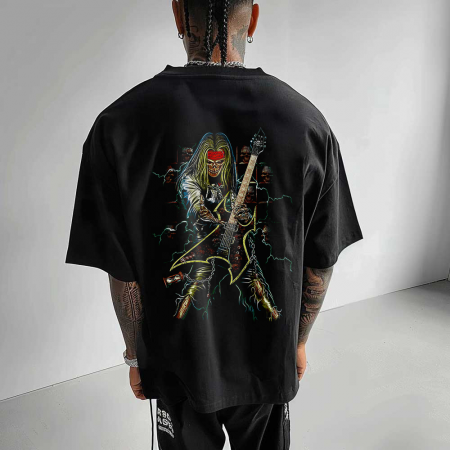 Rock - Tricou Negru Oversize Rock Specter