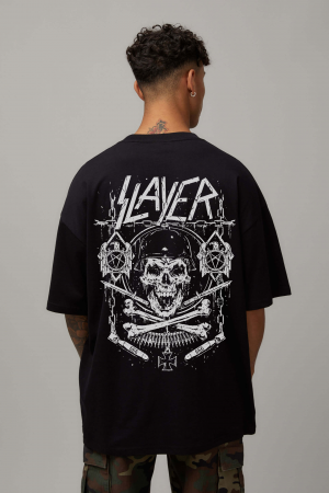 Tricouri Oversize - Tricou Negru Oversize Soldier Of Death
