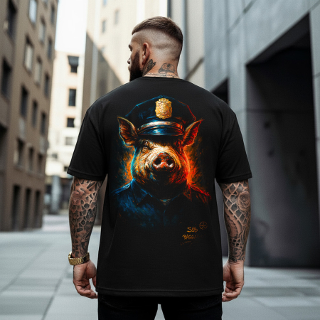 Rap/Hip-Hop - Tricou Negru Oversize Mr. Pig