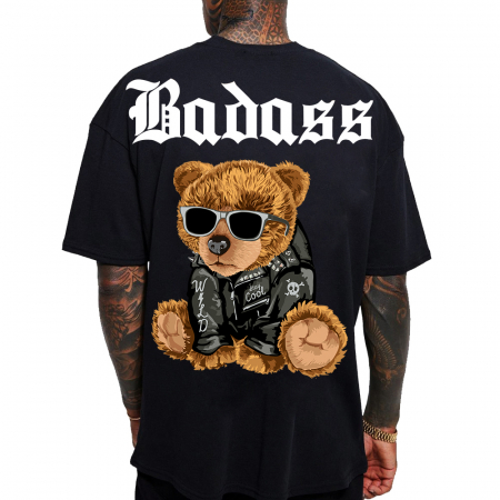 Barbati - Tricou Negru Oversize Badass