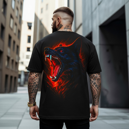 Rap/Hip-Hop - Tricou Negru Oversize Blood Moon Alpha