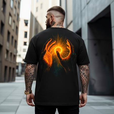 Rock - Tricou Negru Oversize Divine Light