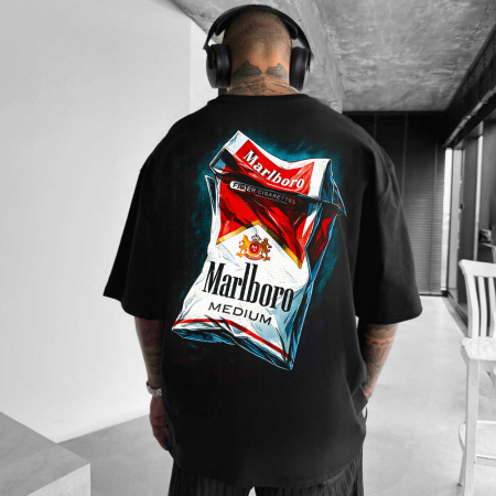 Rap/Hip-Hop - Tricou Negru Oversize M-Red