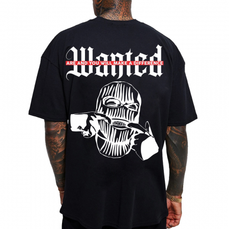 Tricouri Oversize - Tricou Negru Oversize Wanted