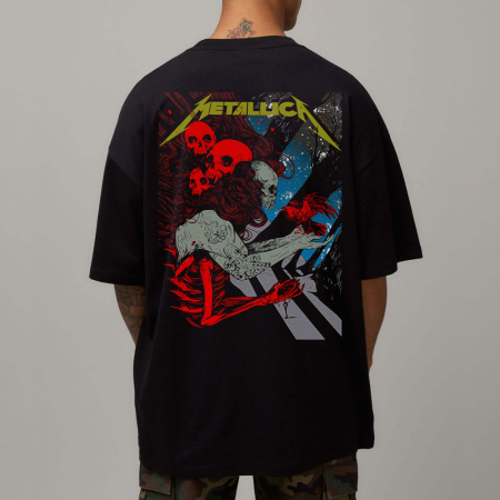 Rock - Tricou Negru Oversize Metallica Dead Bodies