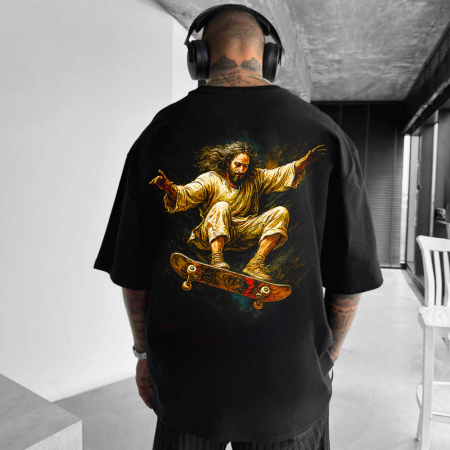 Rap/Hip-Hop - Tricou Negru Oversize He Is Rizzin'