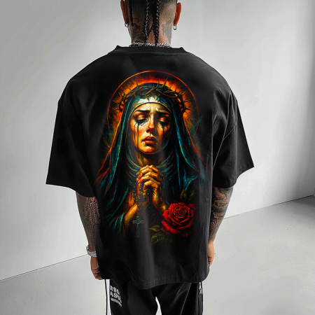Rap/Hip-Hop - Tricou Negru Oversize Praying For Your Sins