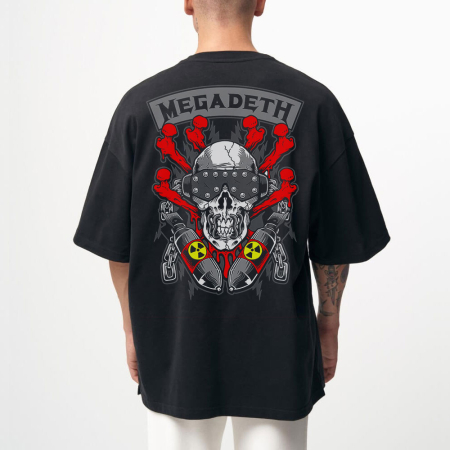 Rock - Tricou Negru Oversize Nuclear Skeleton