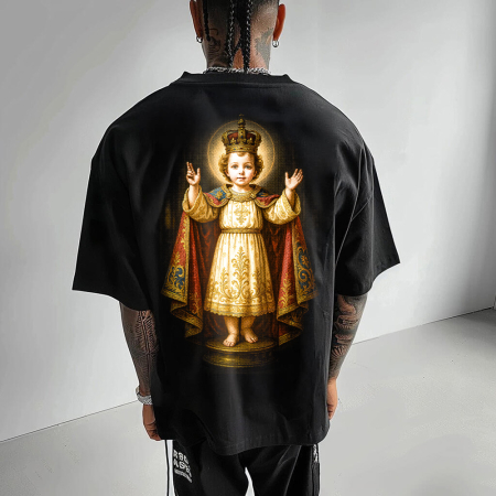 Religious - Tricou Negru Oversize Sacred Presence