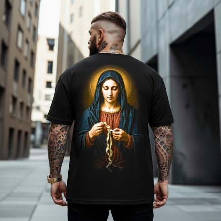 Religious - Tricou Negru Oversize Untier of Knots