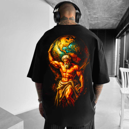 Rap/Hip-Hop - Tricou Negru Oversize Atlas