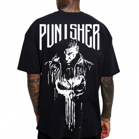 Tricouri Oversize - Tricou Negru Oversize Punisher