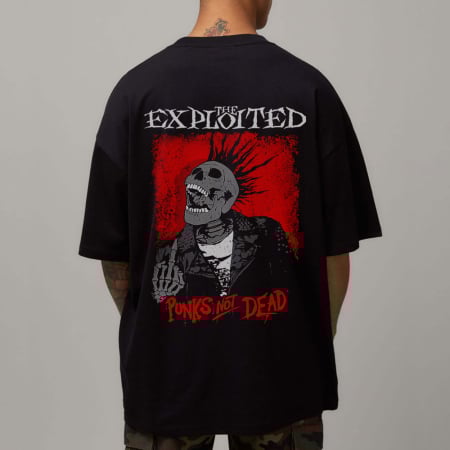 Rock - Tricou Negru Oversize Punks Not Dead