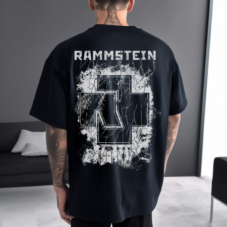 Tricouri Oversize - Tricou Negru Oversize Rammstein Sign