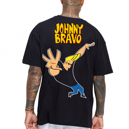 Barbati - Tricou Negru Oversize Johnny Bravo