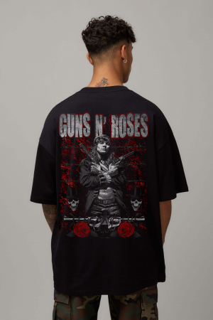 Rock - Tricou Negru Oversize Guns N Roses Bad Girl